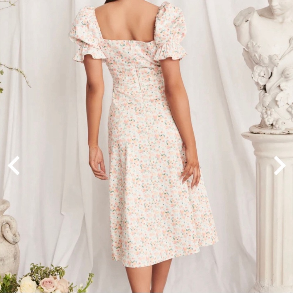 Lavish Alice puff sleeve coral floral dress NWT US size 6 - Picture 3 of 3
